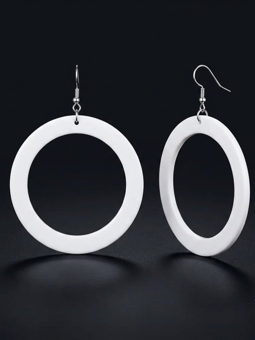 Oversized White Acrylic Hoop Earrings - Picture 3 of 5